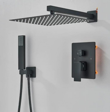 Смеситель скрытого монтажа черный без излива 8603FF